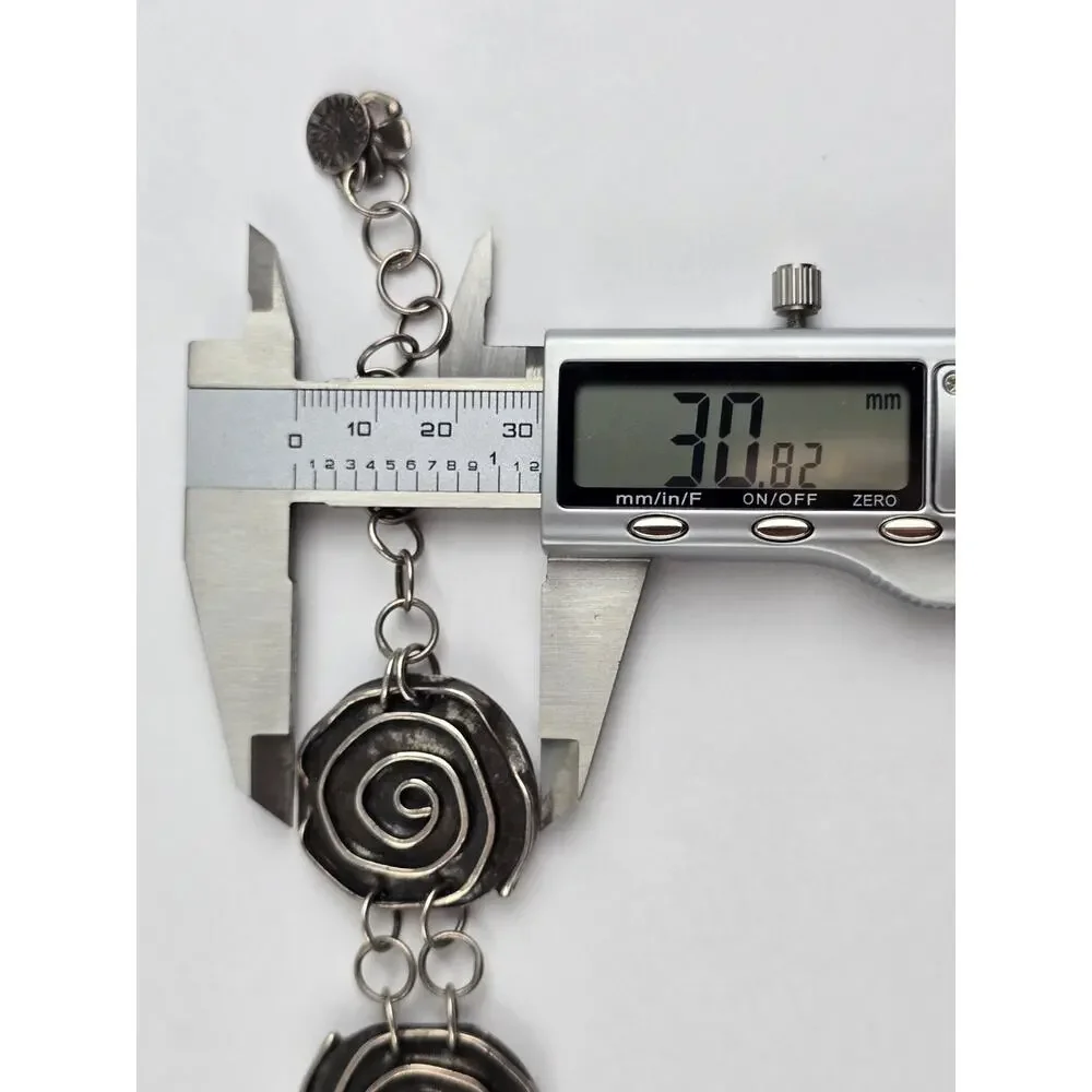 Sherry Tinsman sterling silver spiral discs bracelet 8.5